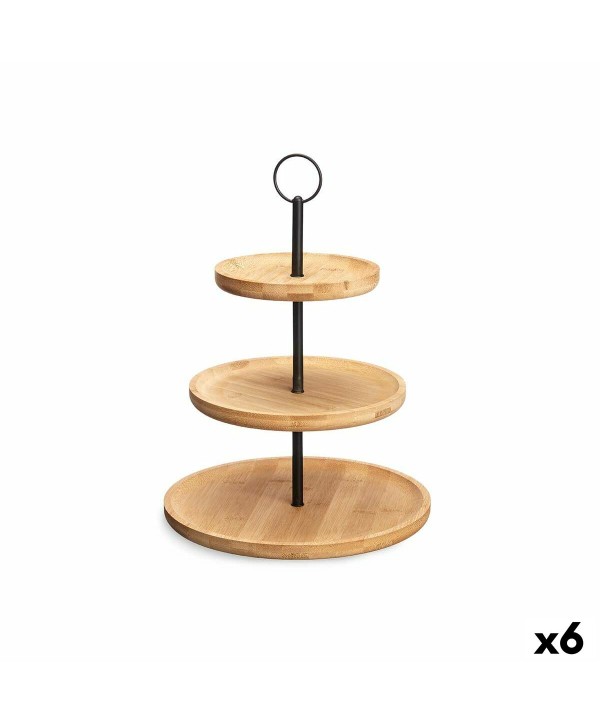 Obstschale Kinvara KT225015-2 Schwarz natürlich Metall Bambus 25 x 37 x 25 cm (6 Stück)