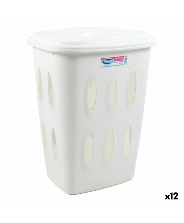 Korb für schmutzige Wäsche Tontarelli Laundry mit Deckel 45 L Weiß 41 x 33,2 x 54,5 cm (12 Stück)