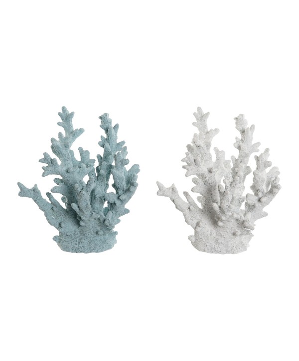 Deko-Figur Home ESPRIT Blau Weiß Koralle Mediterraner 21,5 x 18 x 21,5 cm