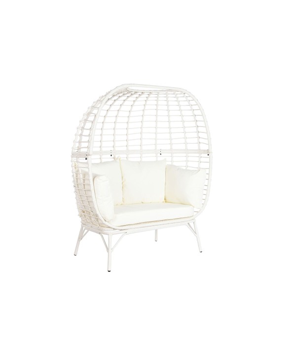 Gartenstuhl DKD Home Decor 130 x 68 x 146 cm Synthetischer Rattan Stahl Weiß