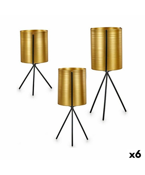 Satz Blumentöpfe Schwarz Gold Metall (6 Stück)