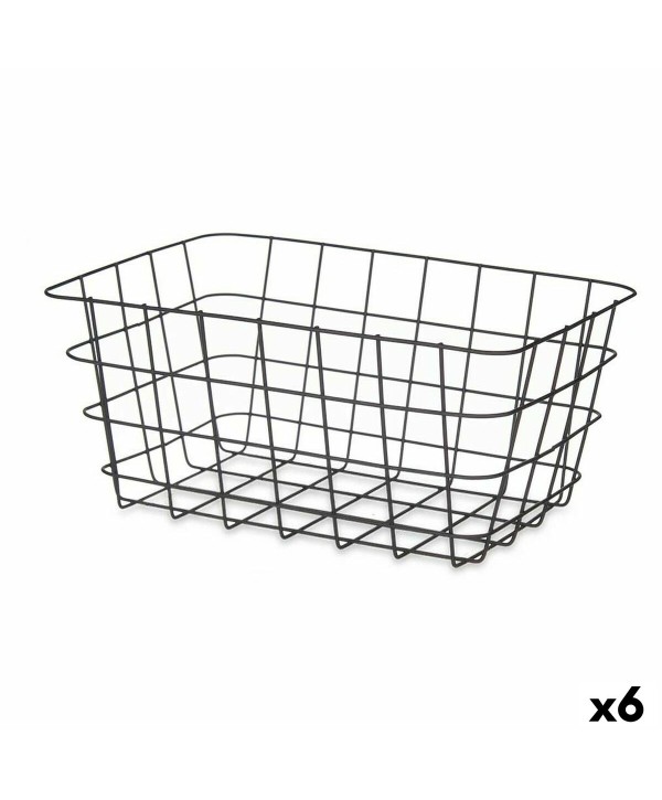 Multi-purpose basket Kinvara W579K-M BLACK Black Metal 30,3 x 14 x 22,5 cm Rectangular (6 Units)