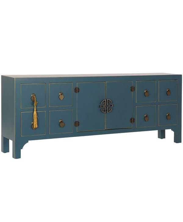 TV furniture DKD Home Decor Fir Dark blue MDF Wood 130 x 24 x 51 cm
