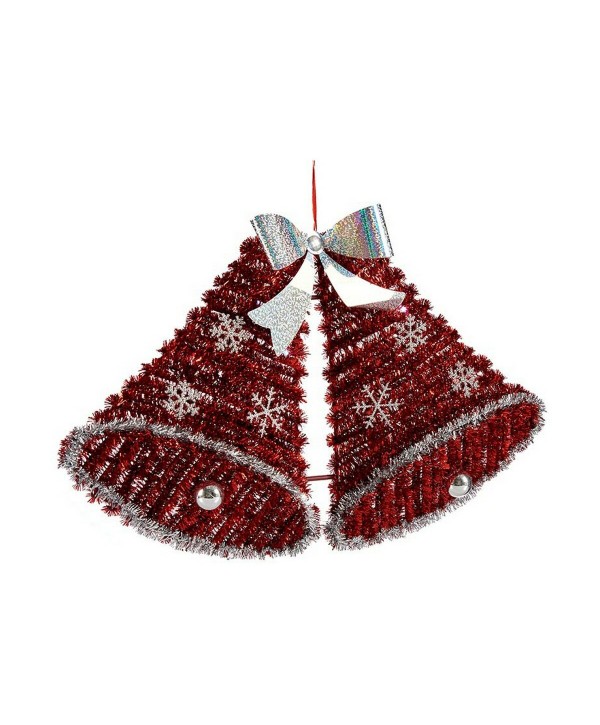 Weihnachtsschmuck Weiß Rot Polypropylen Kunststoff Glocken 30,8 x 5,4 x 50,5 cm LED Leicht