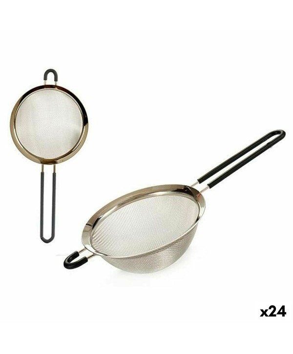 Strainer Kinvara 54151 Black Silver Silicone Stainless steel Ø 14 cm (24 Units)