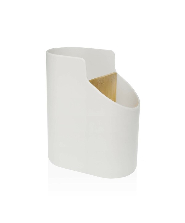 Gefäß für Küchenutensilien Versa Bambus ABS 8,5 x 17,6 x 15 cm Weiß
