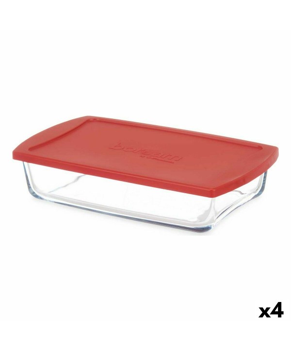 Lunch box Pasabahce Borcam Red Transparent Borosilicate Glass 1,3 L (4 Units)
