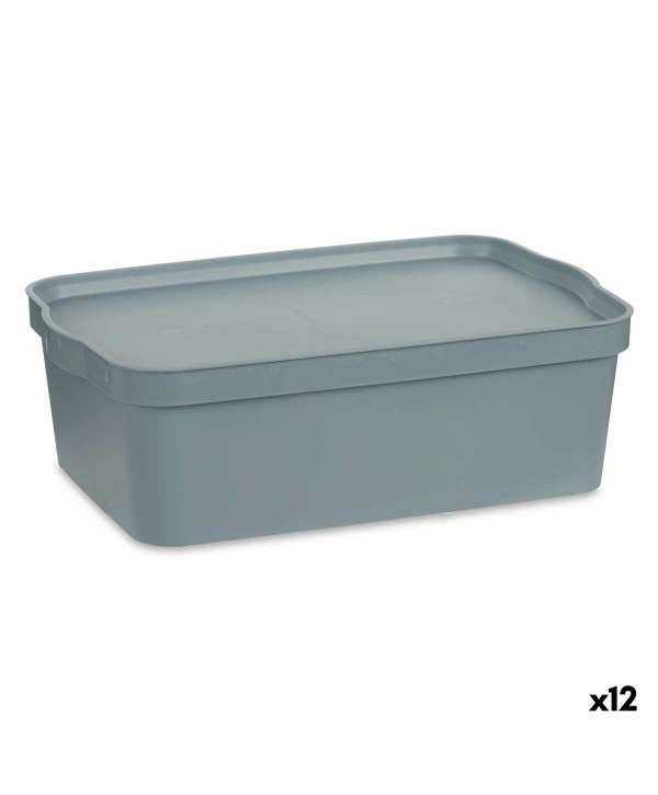 Storage Box with Lid Kipit TP595-2 Grey Plastic 14 L 29,5 x 14,3 x 45 cm (12 Units)