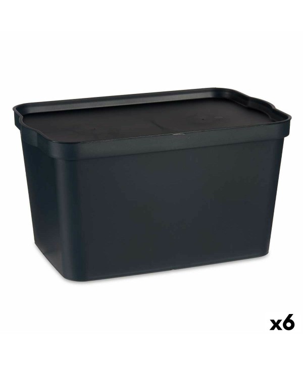 Aufbewahrungsbox mit Deckel Kipit TP596-1 Anthrazit Kunststoff 24 L 29,3 x 24,5 x 45 cm (6 Stück)