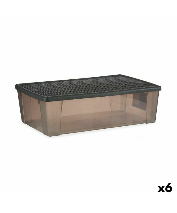 Aufbewahrungsbox mit Deckel Stefanplast Elegance Grau Kunststoff 30 L 38,5 x 17 x 59,5 cm (6 Stück)