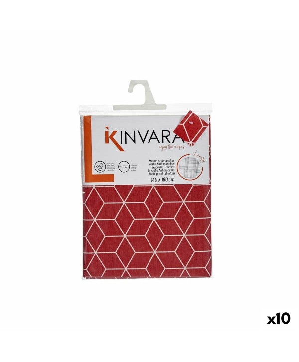 Tischdecke Kinvara CUBIC-26195-1 Granatrot Abdeckung 140 x 180 cm Fleckenbeständig abstrakt (10 Stück)