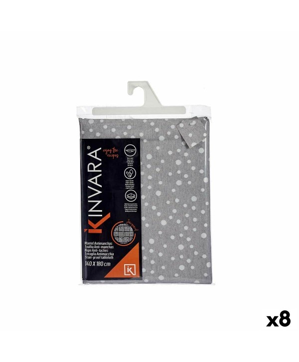 Tischdecke Kinvara BABEL GRIS 42 Grau Jacquard 140 x 180 cm Fleckenbeständig Punkte (8 Stück)