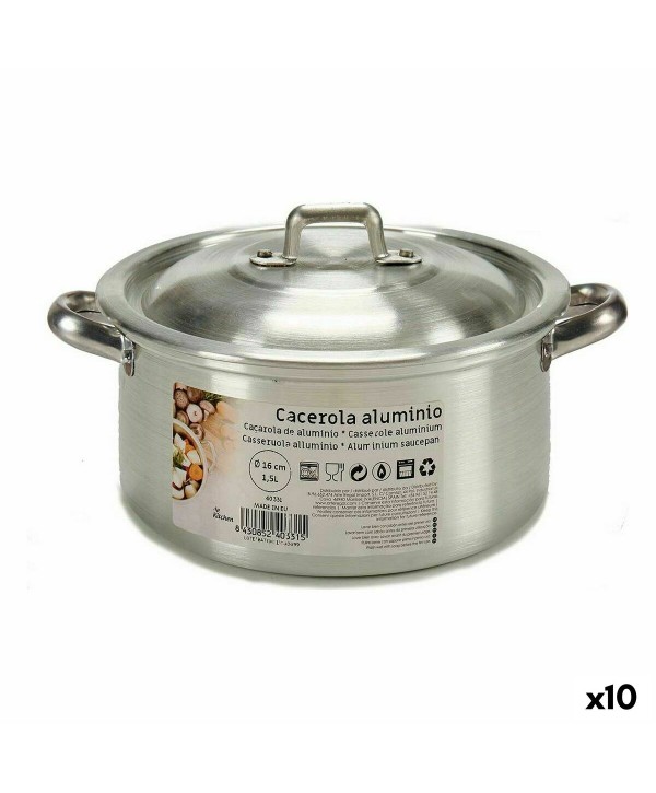 Casserole with lid Kinvara 100003 Silver 1,5 L 18 x 10 x 23,5 cm (10 Units)