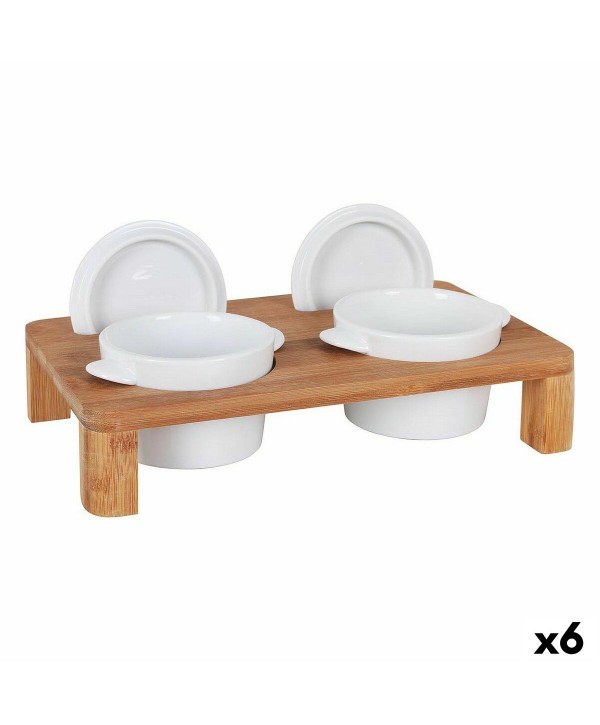 Satz für Appetithäppchen Inde Bambus Porzellan 29 x 18 x 6 cm Kochtopf x 2 (6 Stück)