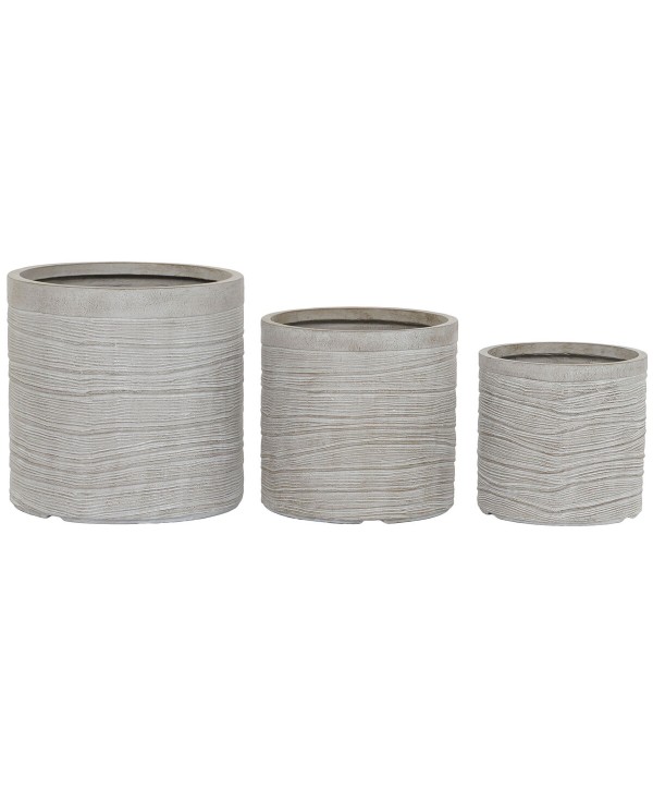 Set of Planters Home ESPRIT Beige Fibreglass Magnesium 44,5 x 44,5 x 44 cm (3 Units)