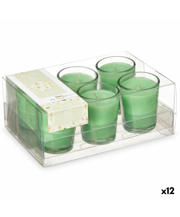 Scented Candle Set Acorde 48-H-AR Jasmine Glass (12 Units)