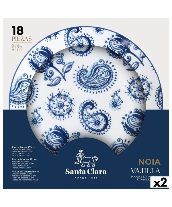 Geschirr Santa Clara Noia 18 Stücke Porzellan kreisförmig (2 Stück)