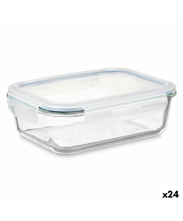 Lunchbox Durchsichtig Silikon Borosilikatglas 640 ml 18,3 x 6,2 x 13,7 cm (24 Stück)