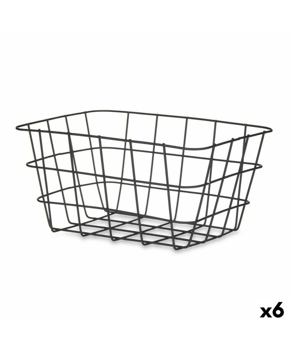 Multi-purpose basket Kinvara W5759K-S BLACK Black Metal 24,5 x 12 x 18 cm Rectangular (6 Units)