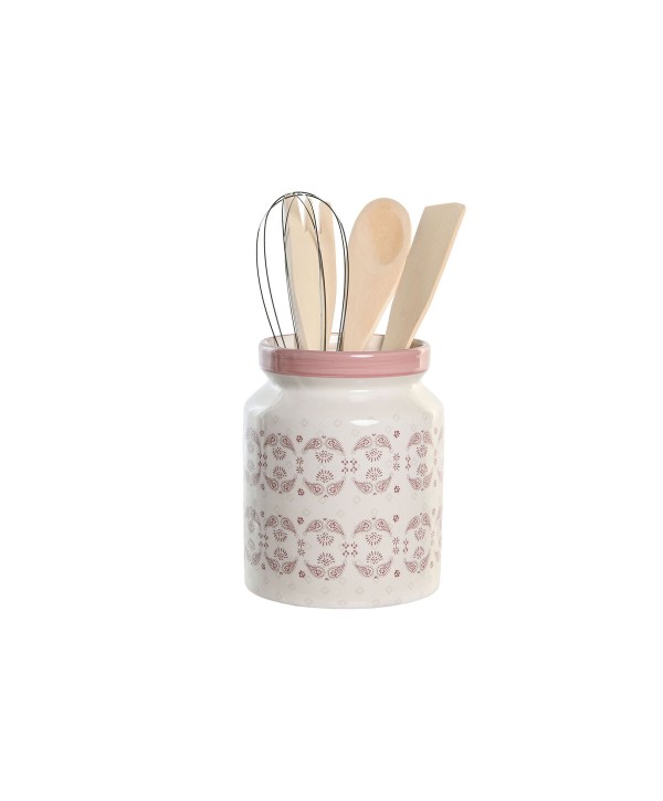 Pot for Kitchen Utensils DKD Home Decor Metal Dolomite MDF Wood 12 x 12 x 22 cm